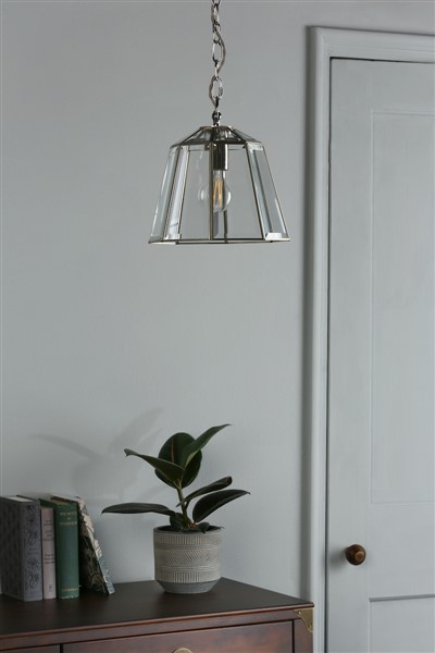 (image for) Laura Ashley Clayton Pendant Polished Silver Glass